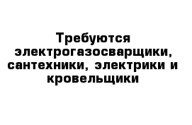 Требуются электрогазосварщики, сантехники, электрики и кровельщики